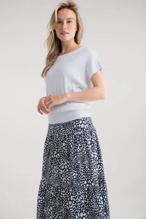 Marble Super Soft Sweater with Ribbed Detail in White or Pink