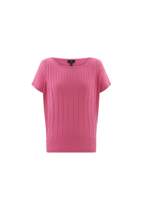 Marble Super Soft Sweater with Ribbed Detail in White or Pink