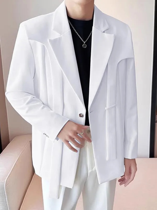 Mens Layered Design Long-Sleeve Casual Blazer SKUK92837