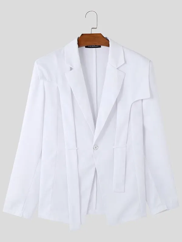 Mens Layered Design Long-Sleeve Casual Blazer SKUK92837