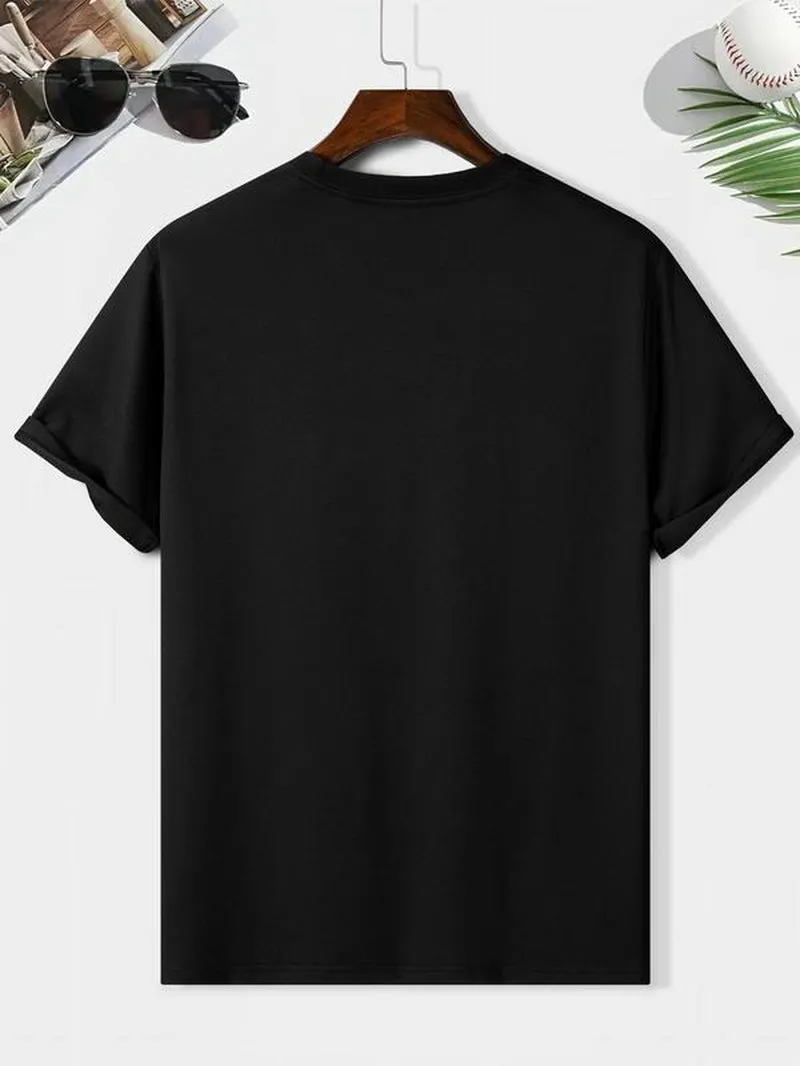 Men'S Plain round Neck Tees, Streetwear, Regular Fit Trendy Casual Short Sleeve T-Shirt for Daily Outdoor Wear, Crew Necks Plain Tee, Summer Streetwear Top, Summer Outfits, Men'S Clothing
