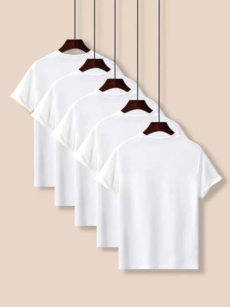 Men'S Plain round Neck Tees, Streetwear, Regular Fit Trendy Casual Short Sleeve T-Shirt for Daily Outdoor Wear, Crew Necks Plain Tee, Summer Streetwear Top, Summer Outfits, Men'S Clothing