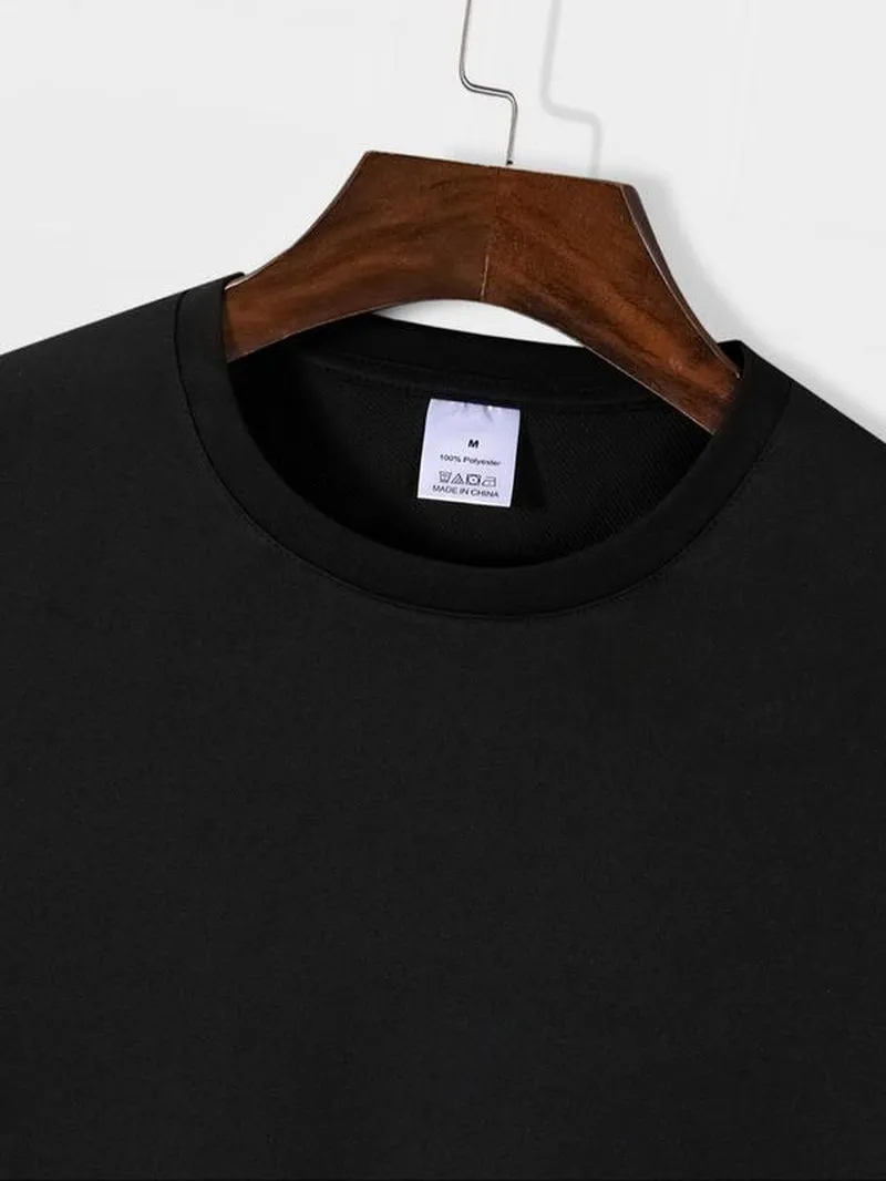 Men'S Plain round Neck Tees, Streetwear, Regular Fit Trendy Casual Short Sleeve T-Shirt for Daily Outdoor Wear, Crew Necks Plain Tee, Summer Streetwear Top, Summer Outfits, Men'S Clothing