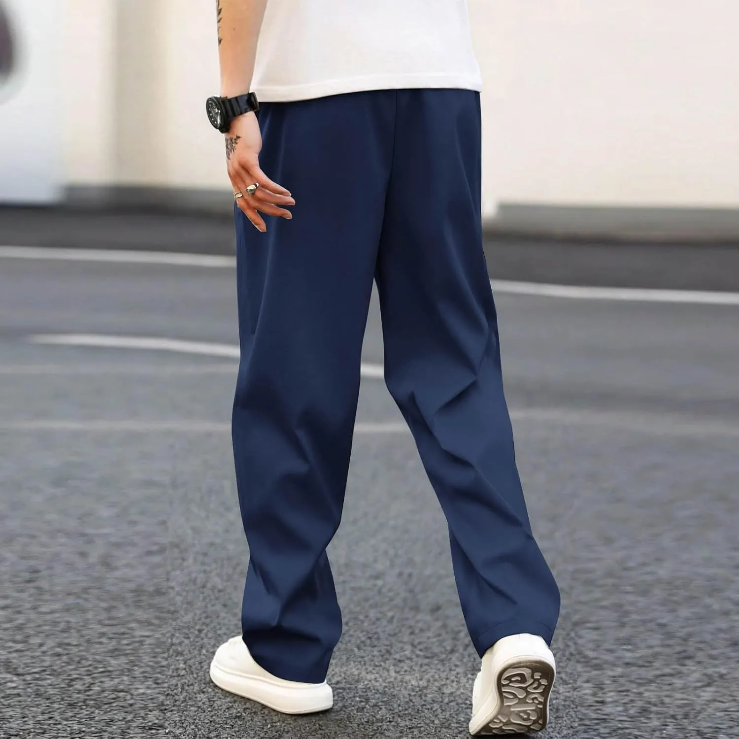 Men's Relaxed Fit Drawstring Waist Pants Comfortable Casual Lounge Lightweight Breathable Pants for Summer