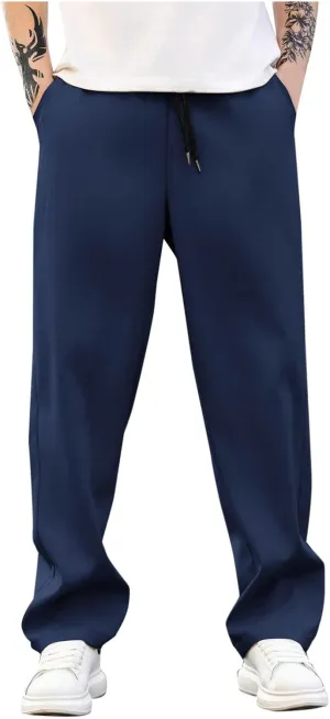 Men's Relaxed Fit Drawstring Waist Pants Comfortable Casual Lounge Lightweight Breathable Pants for Summer