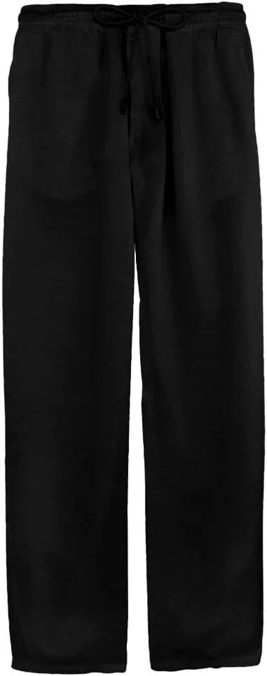 Men's Summer Linen Pants Drawstring Casual Beach Pants Solid Relaxed Fit Straight Pants Lightweight Comfy Trousers