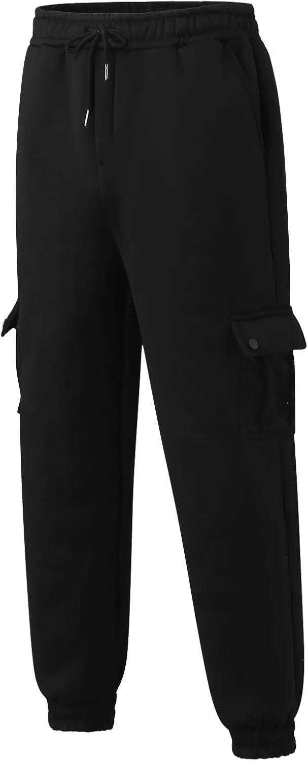Mens Workout Cargo Sweatpants Men's Cargo Pants Relaxed Fit Work Pants Stretch Elastic Waist Multiple Pockets Fitness