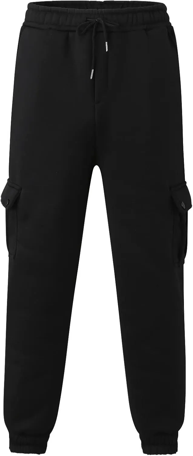 Mens Workout Cargo Sweatpants Men's Cargo Pants Relaxed Fit Work Pants Stretch Elastic Waist Multiple Pockets Fitness