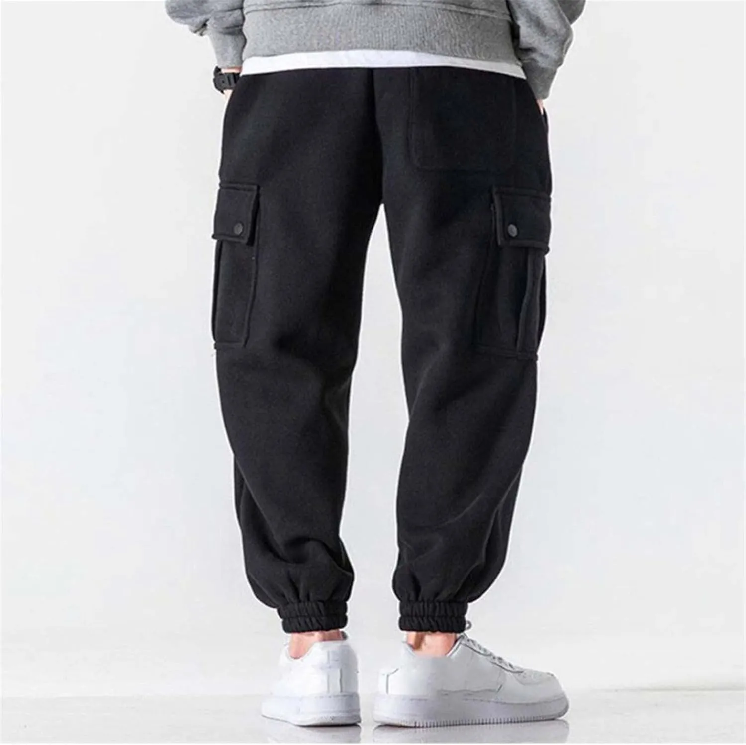 Mens Workout Cargo Sweatpants Men's Cargo Pants Relaxed Fit Work Pants Stretch Elastic Waist Multiple Pockets Fitness