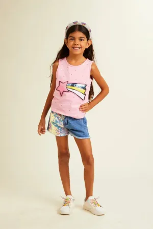 Mia Sequin Denim Shorts
