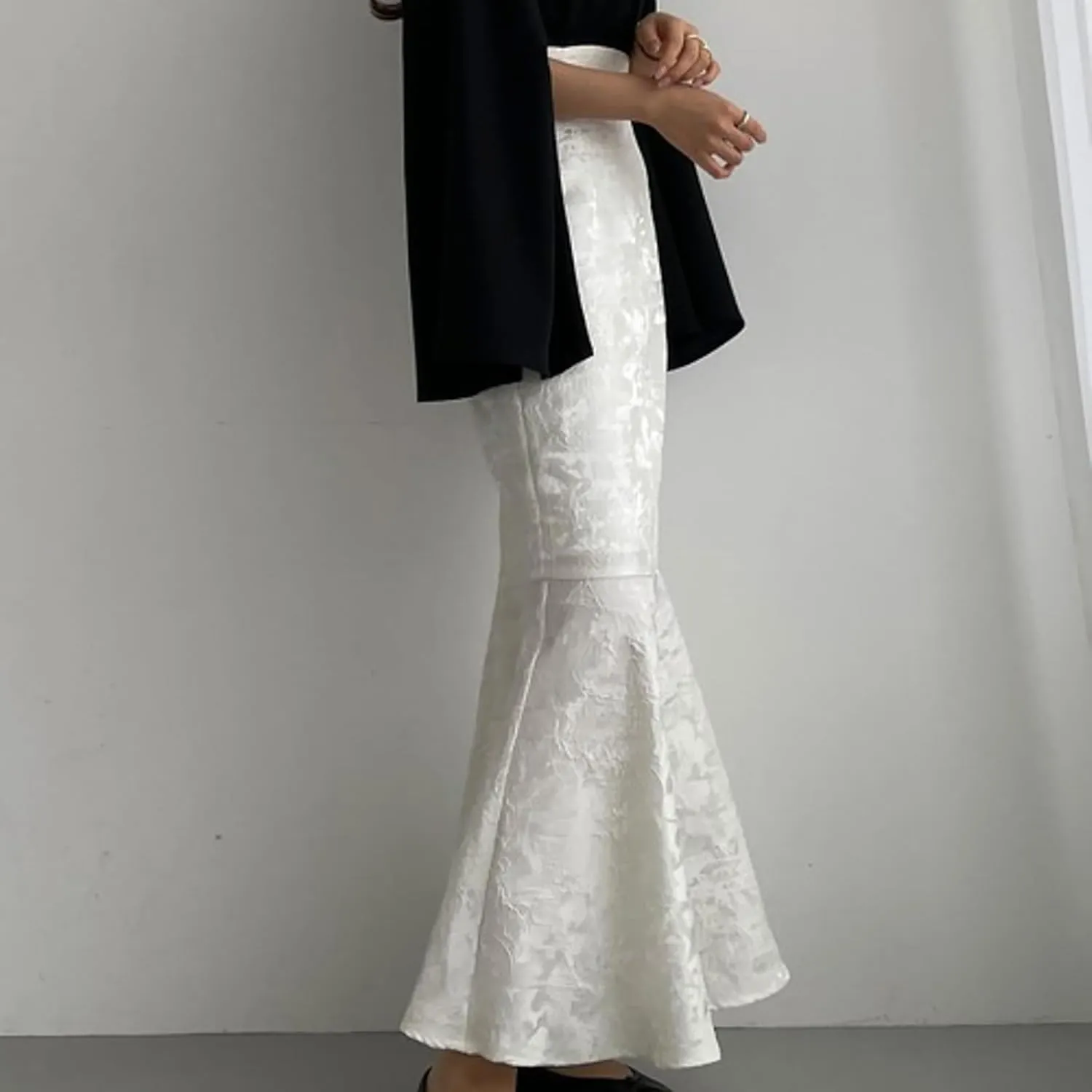Midi Skirts for Women Women's Skirt Party Skirt Elastic Waist Long Skirt High Waist Slimming Jacquard Fish Tail