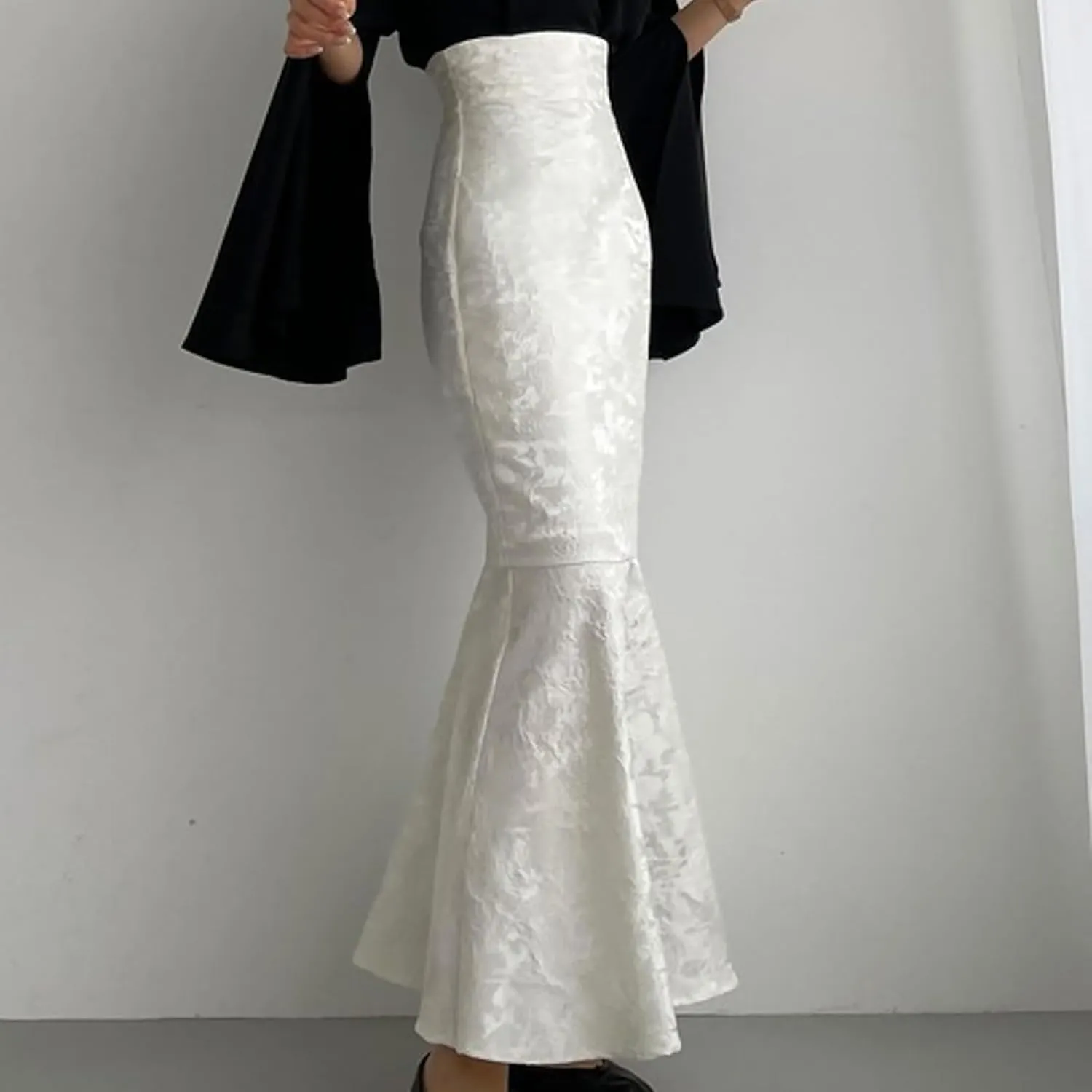 Midi Skirts for Women Women's Skirt Party Skirt Elastic Waist Long Skirt High Waist Slimming Jacquard Fish Tail