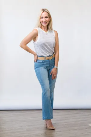 Muscle Crew Tee in Light Chambray