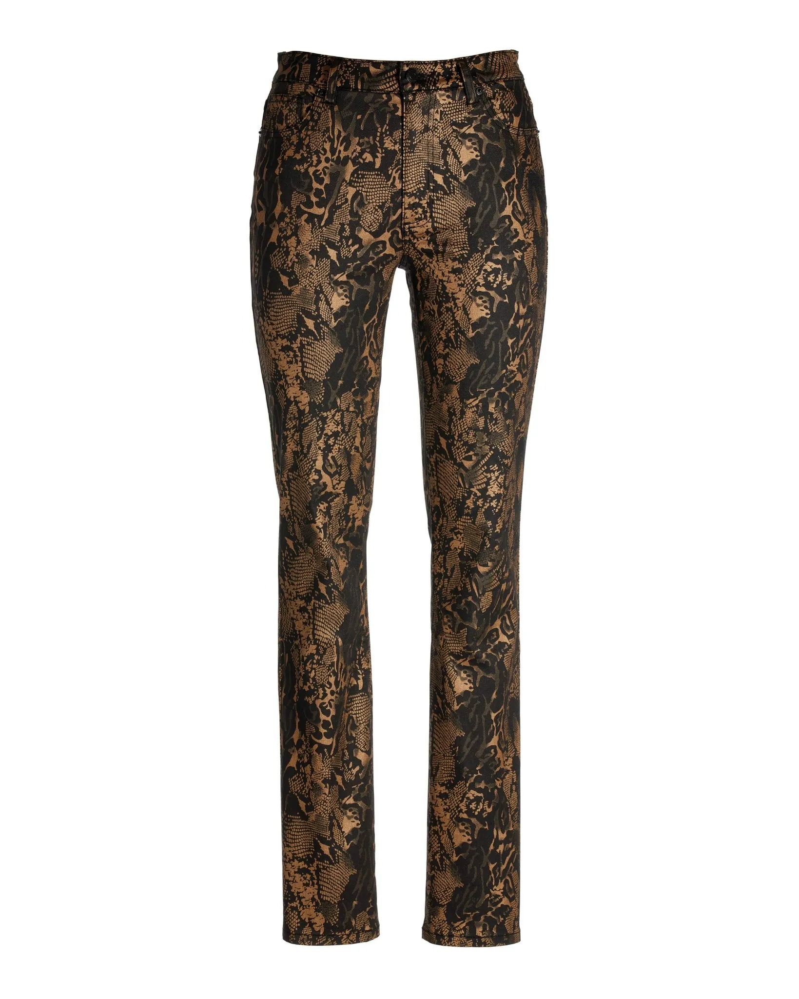Newport Neutral Python Print Coated Slim Straight Jean Black Multi