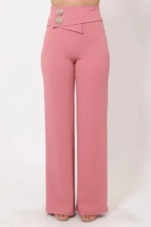 Oversized Button Front Detail Pants