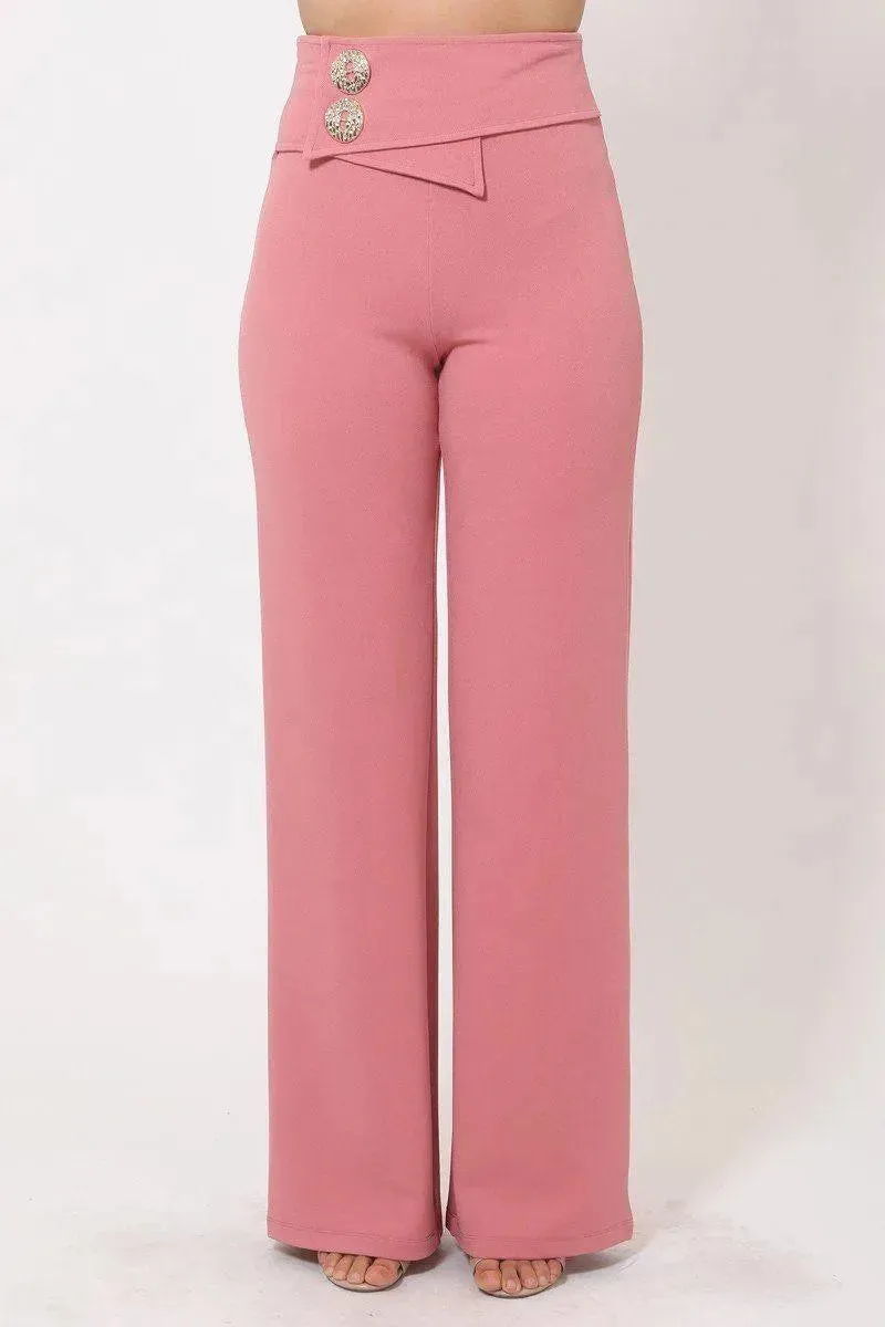 Oversized Button Front Detail Pants