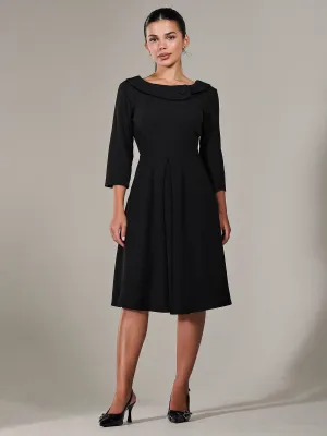 Petite Button Collar Dress, Black
