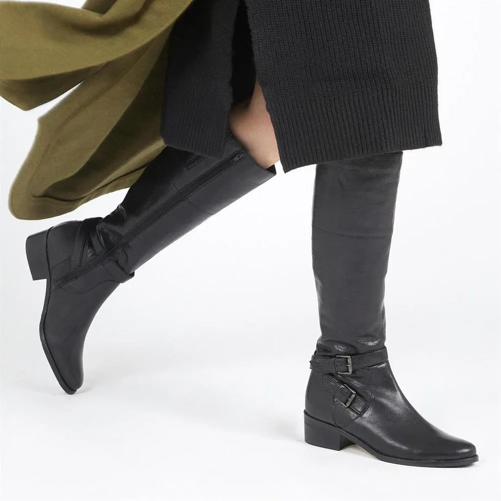Phoebe Wide Calf Fit Leather Knee Boots - PHOEBEW / 320 896