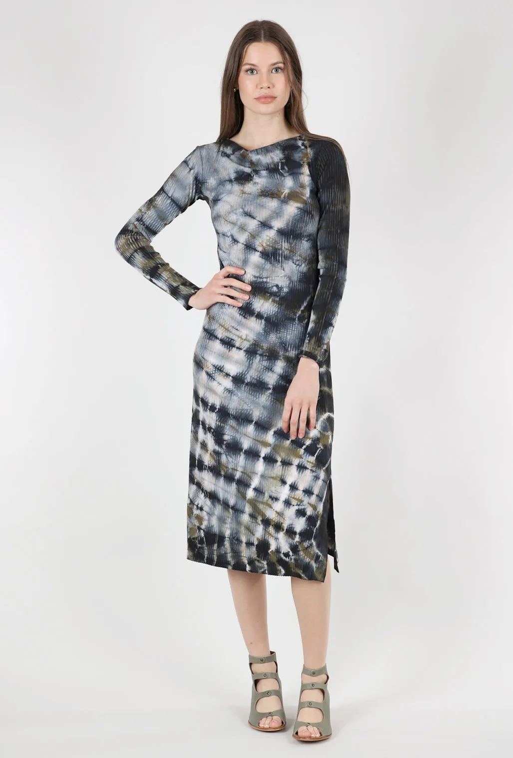 Pinch Spiral-Dye Dress, Ice/Blue