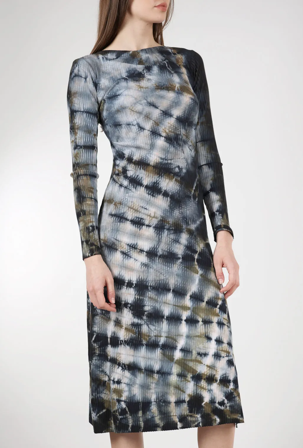 Pinch Spiral-Dye Dress, Ice/Blue