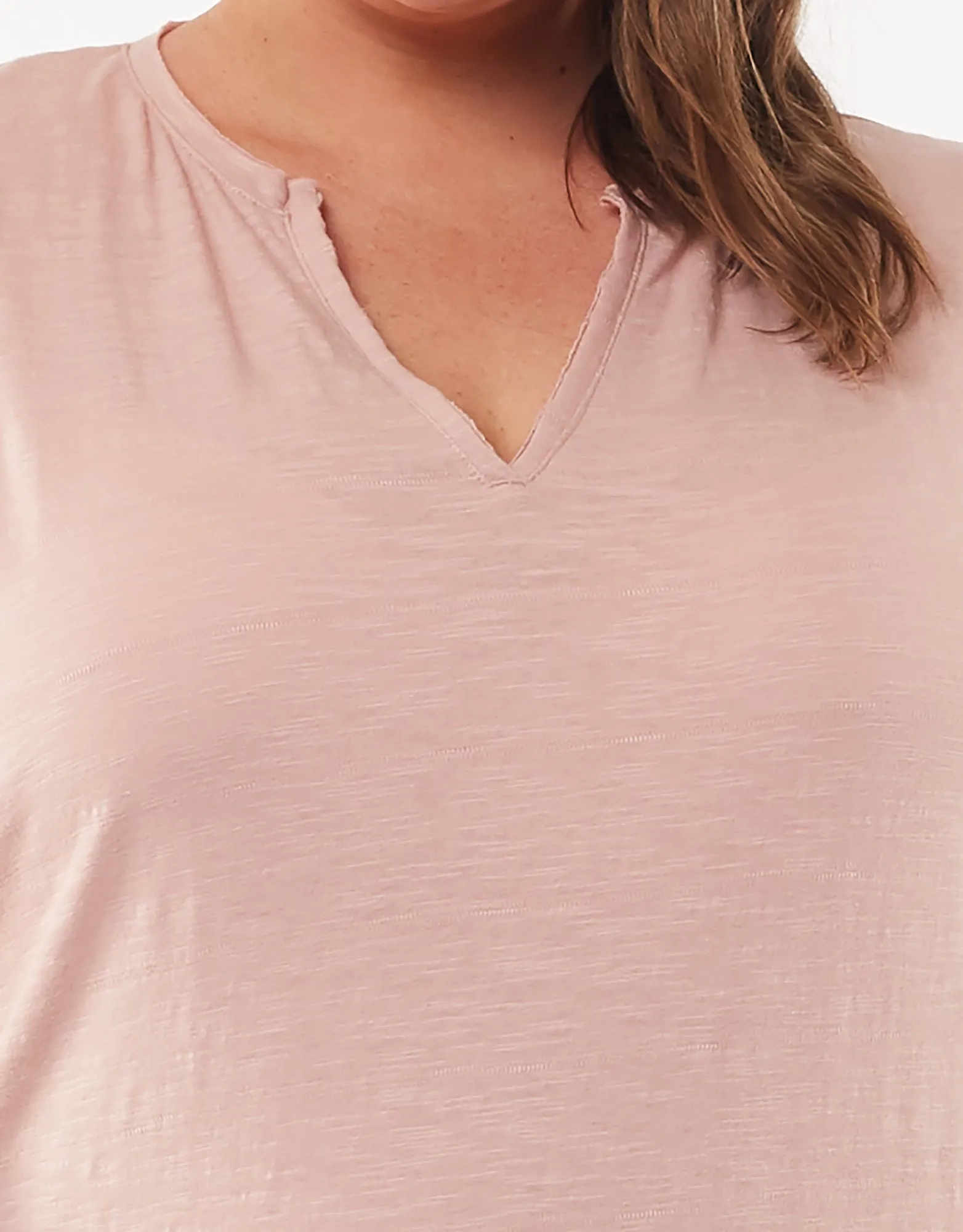 Plus Size St Helens Henley Tee - Pink