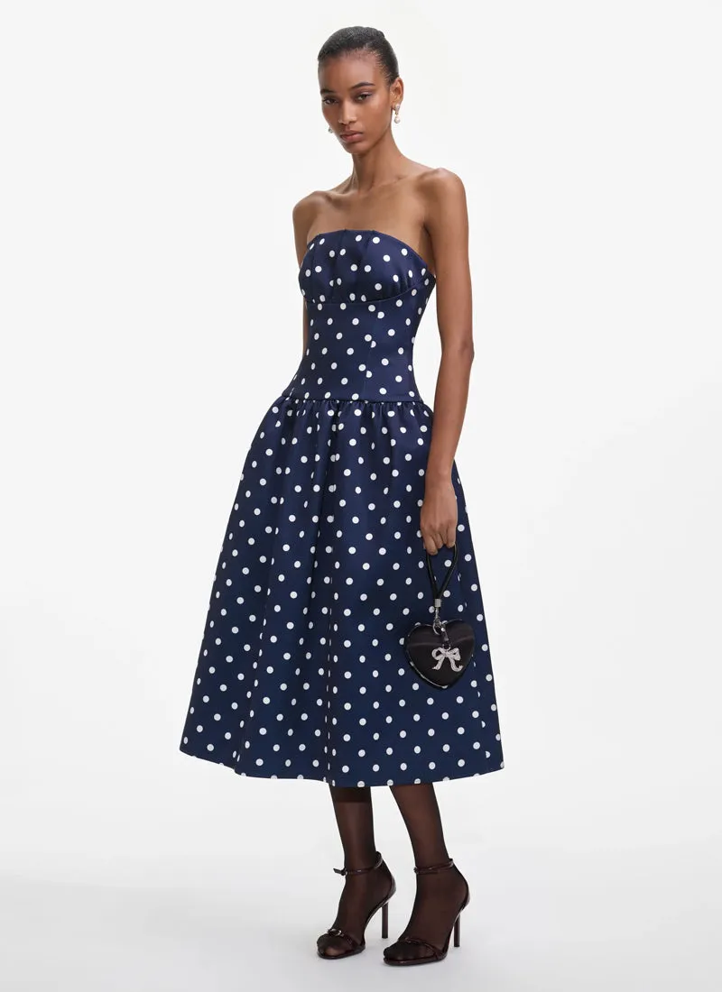 Polka Dot Satin Midi Dress
