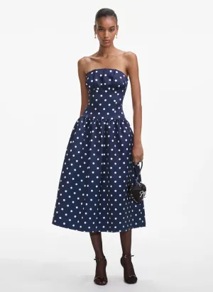 Polka Dot Satin Midi Dress