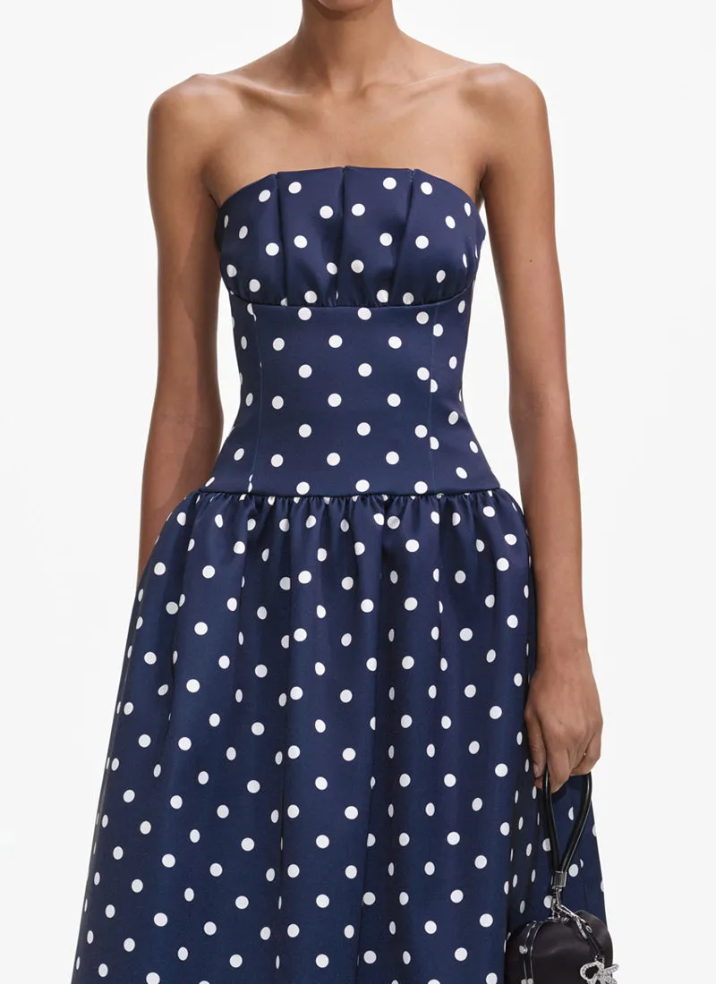 Polka Dot Satin Midi Dress