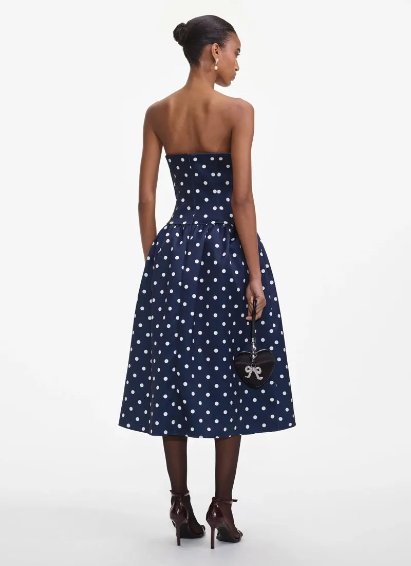 Polka Dot Satin Midi Dress