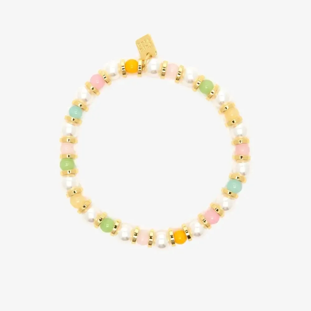 Pura Vida Pearl Bloom Stretch Bracelet  Colorful Stones, Smooth Pearls, Elastic Fit