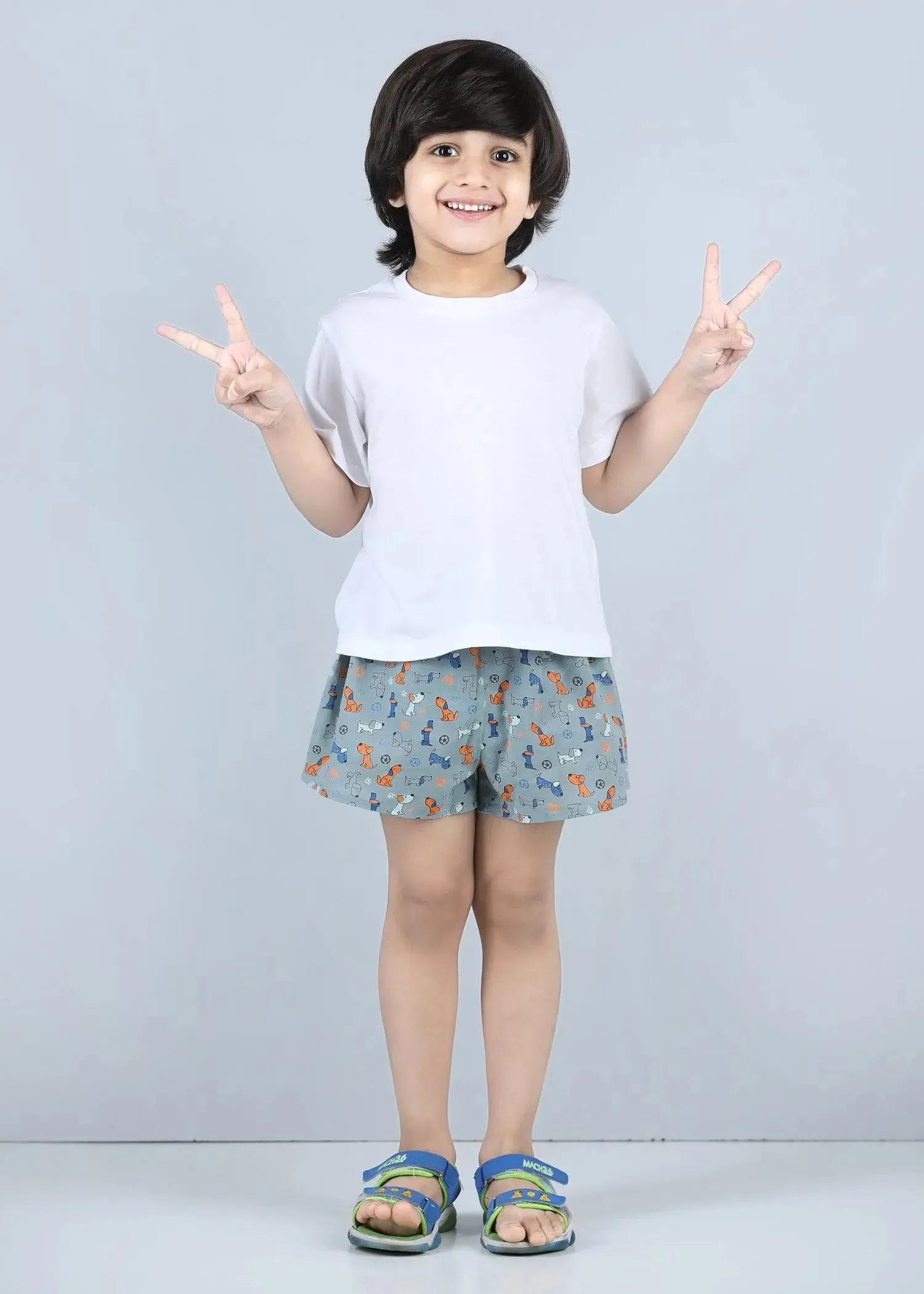 Snooze Lazy Dog Grey Cotton Shorts Unisex(1-14 Years)