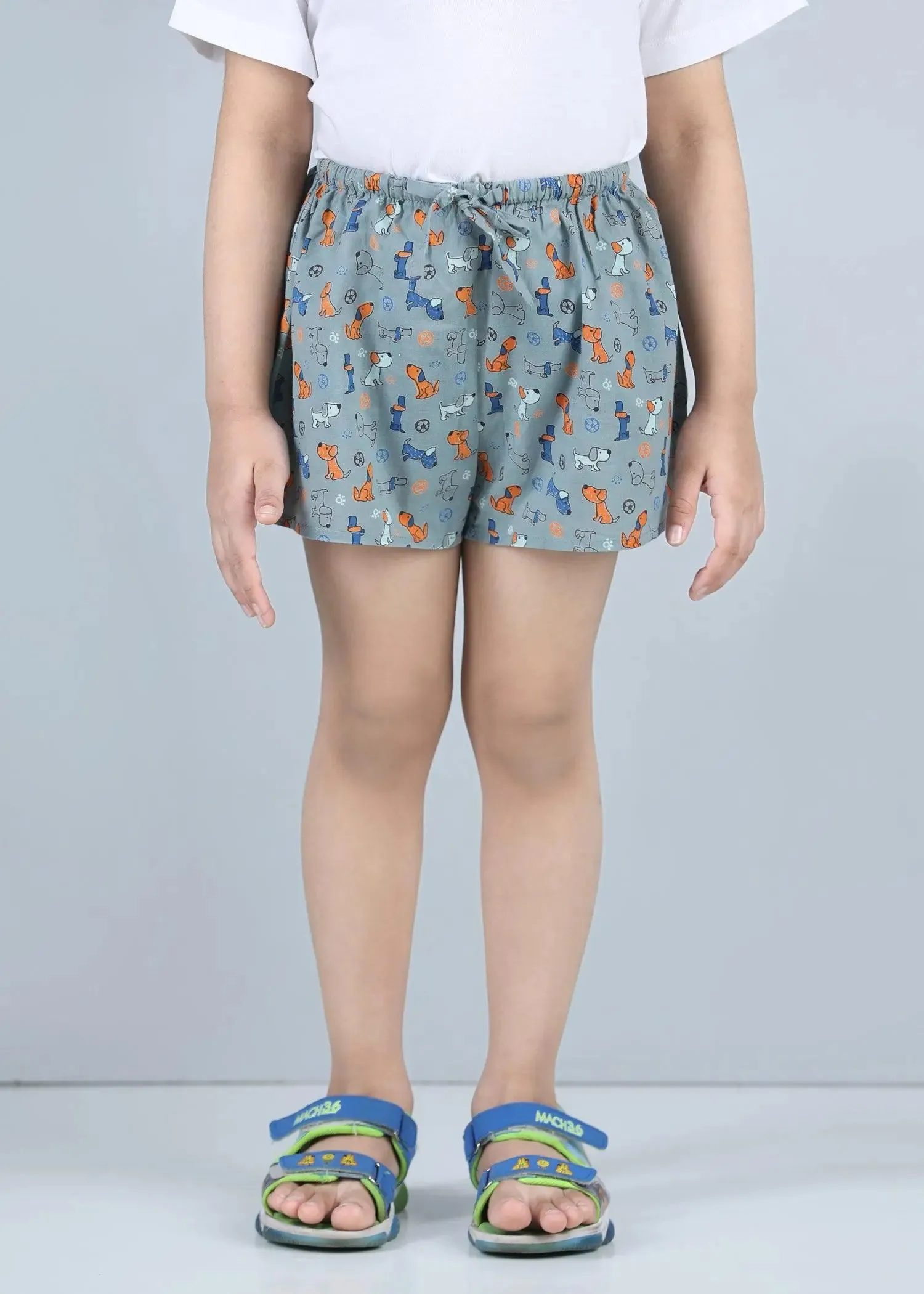 Snooze Lazy Dog Grey Cotton Shorts Unisex(1-14 Years)