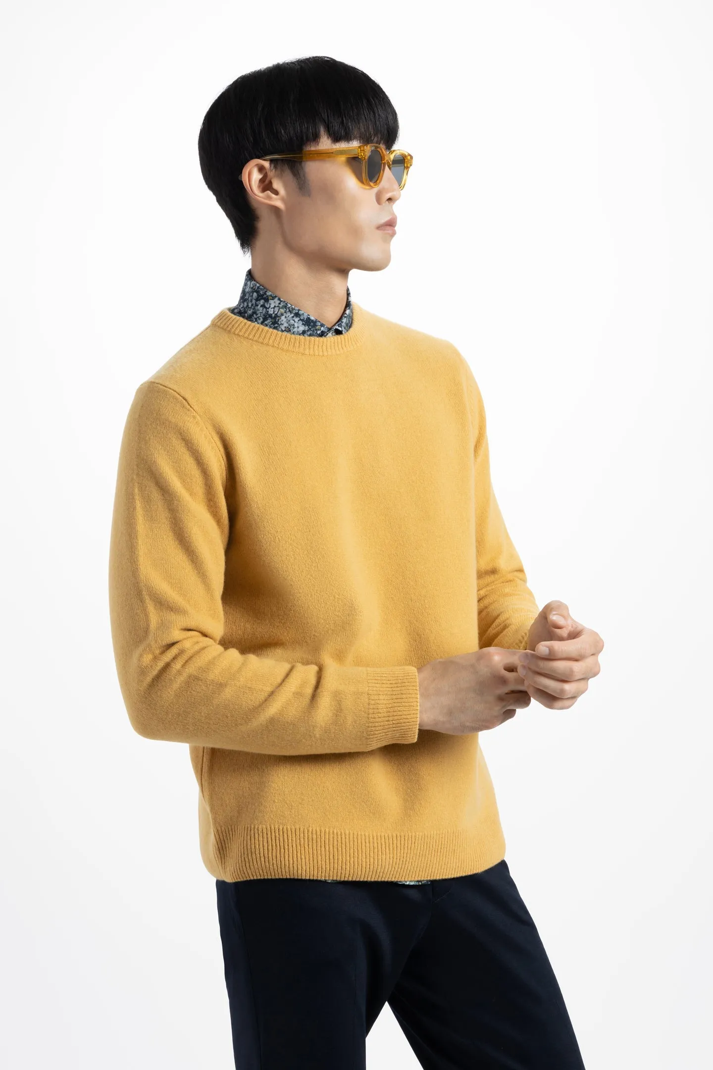 Soft Cloth Crewneck Sweater in Merino Jersey - Gilt Edge Yellow