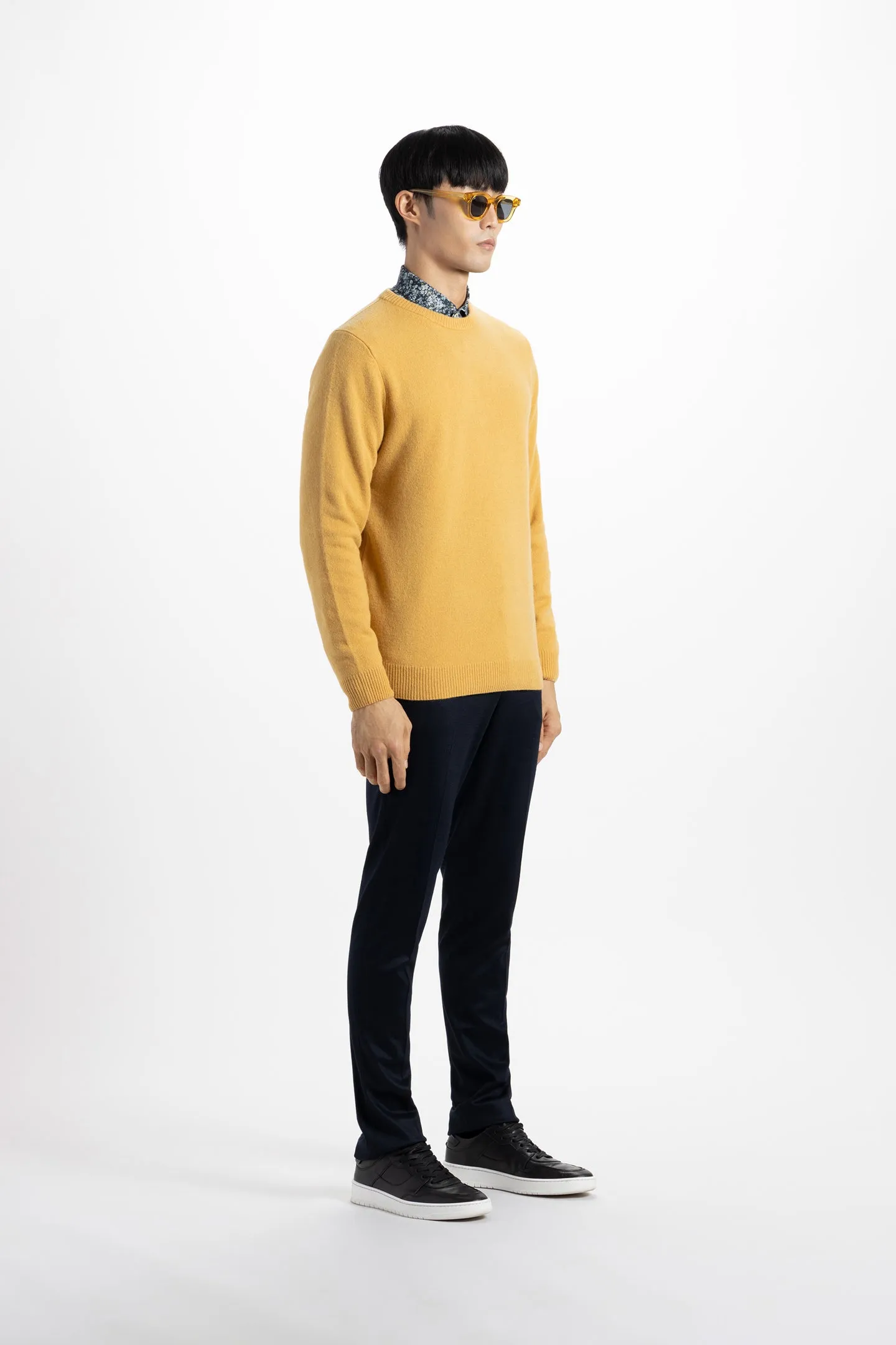 Soft Cloth Crewneck Sweater in Merino Jersey - Gilt Edge Yellow