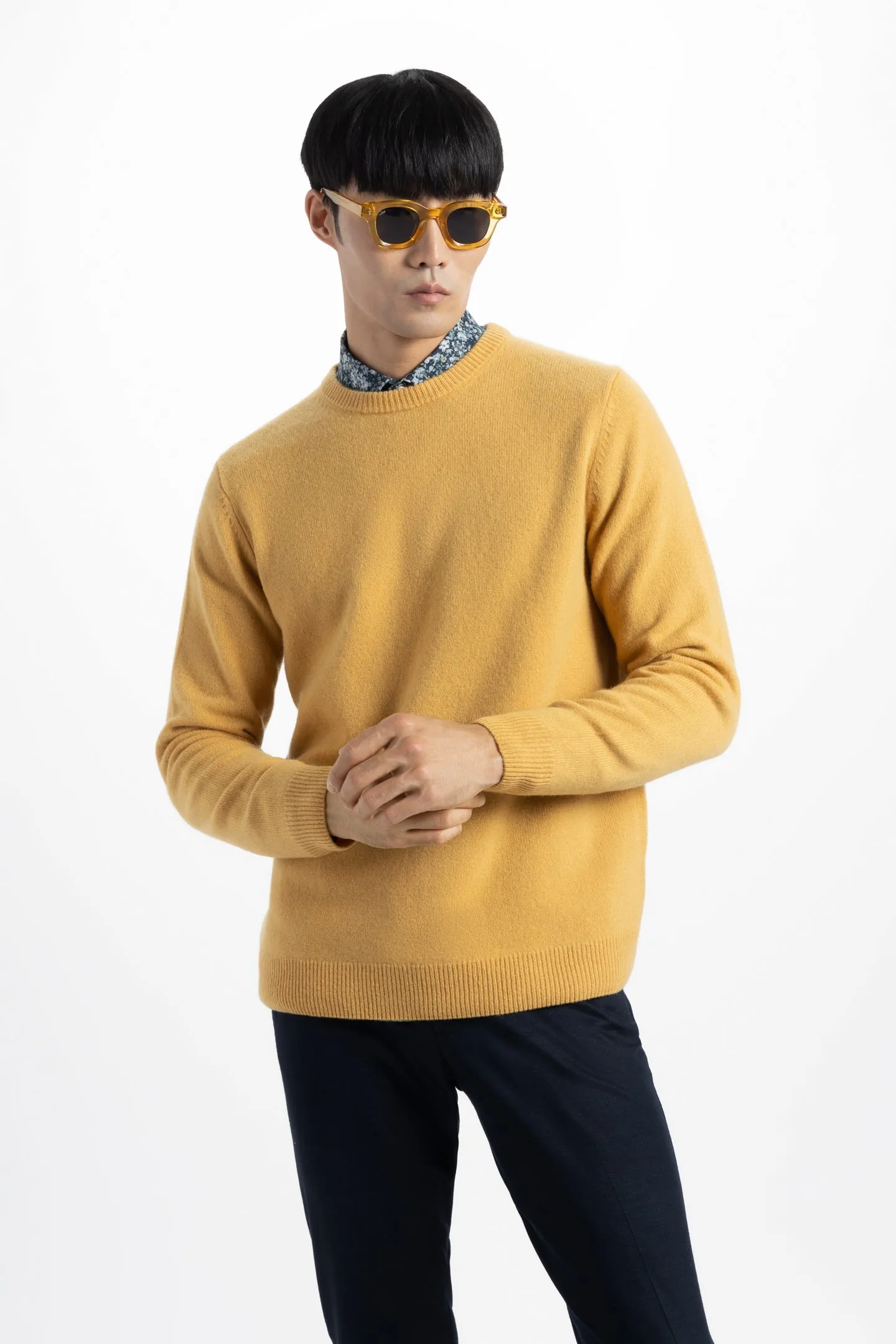 Soft Cloth Crewneck Sweater in Merino Jersey - Gilt Edge Yellow