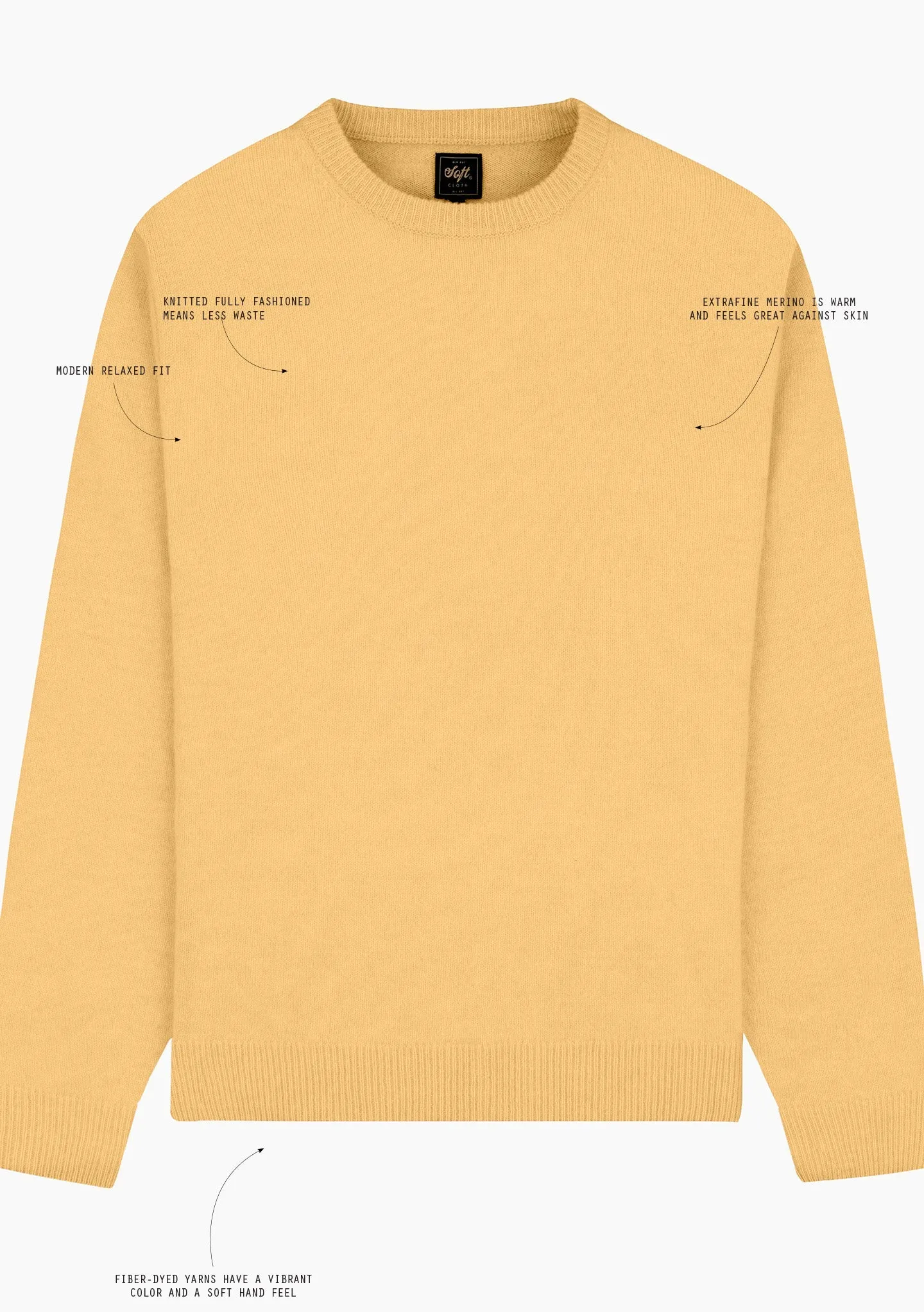 Soft Cloth Crewneck Sweater in Merino Jersey - Gilt Edge Yellow