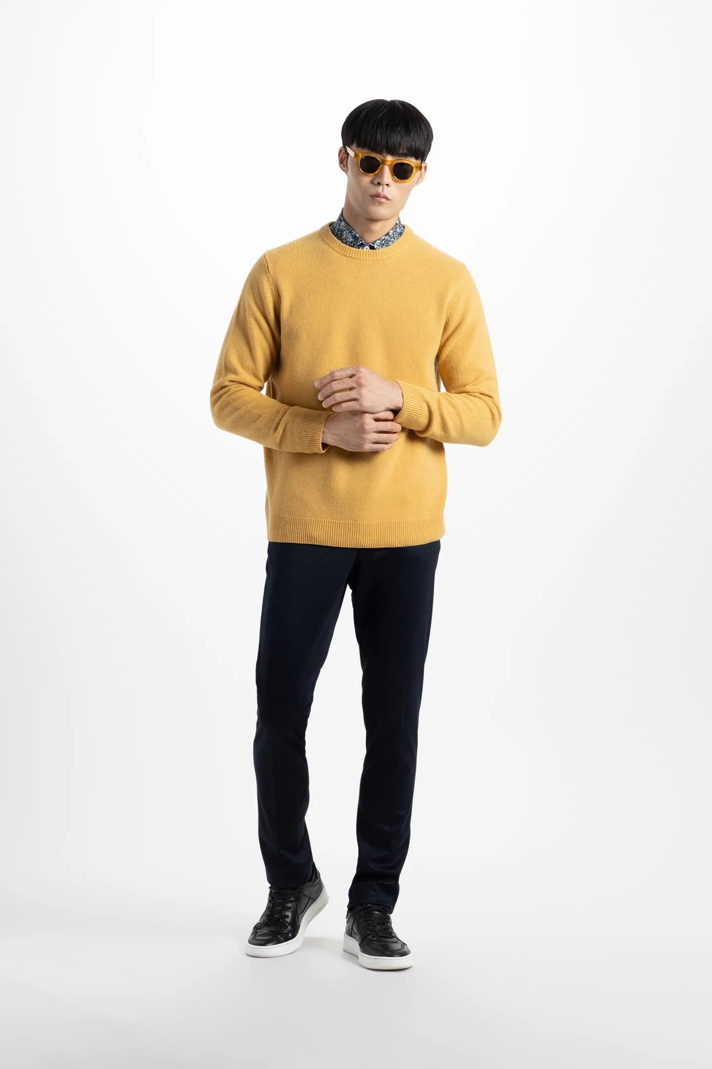 Soft Cloth Crewneck Sweater in Merino Jersey - Gilt Edge Yellow