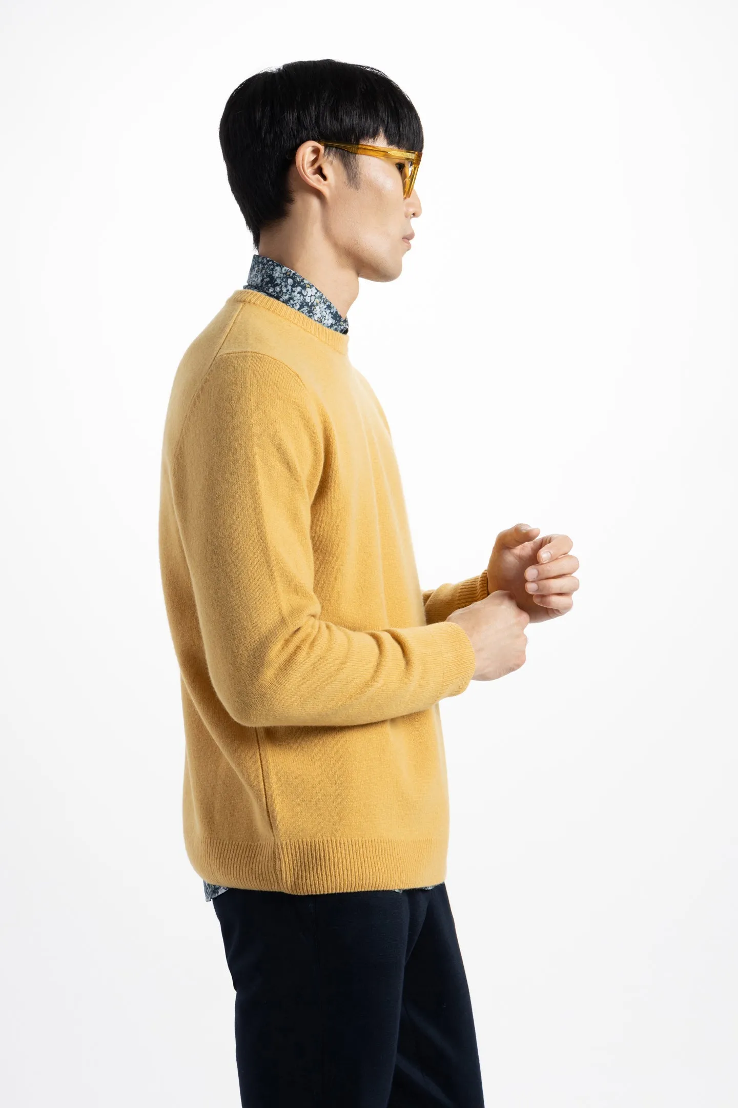 Soft Cloth Crewneck Sweater in Merino Jersey - Gilt Edge Yellow