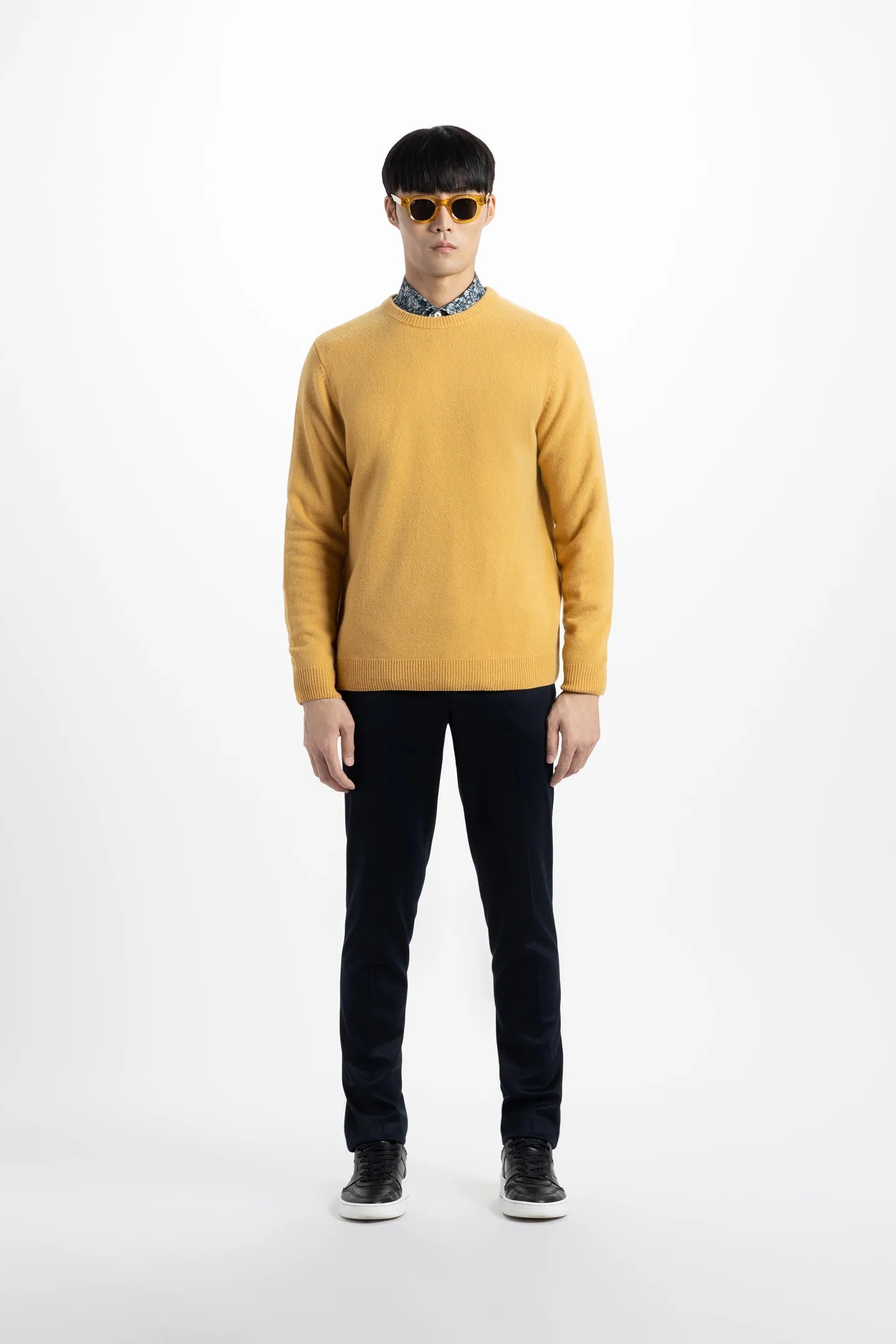 Soft Cloth Crewneck Sweater in Merino Jersey - Gilt Edge Yellow
