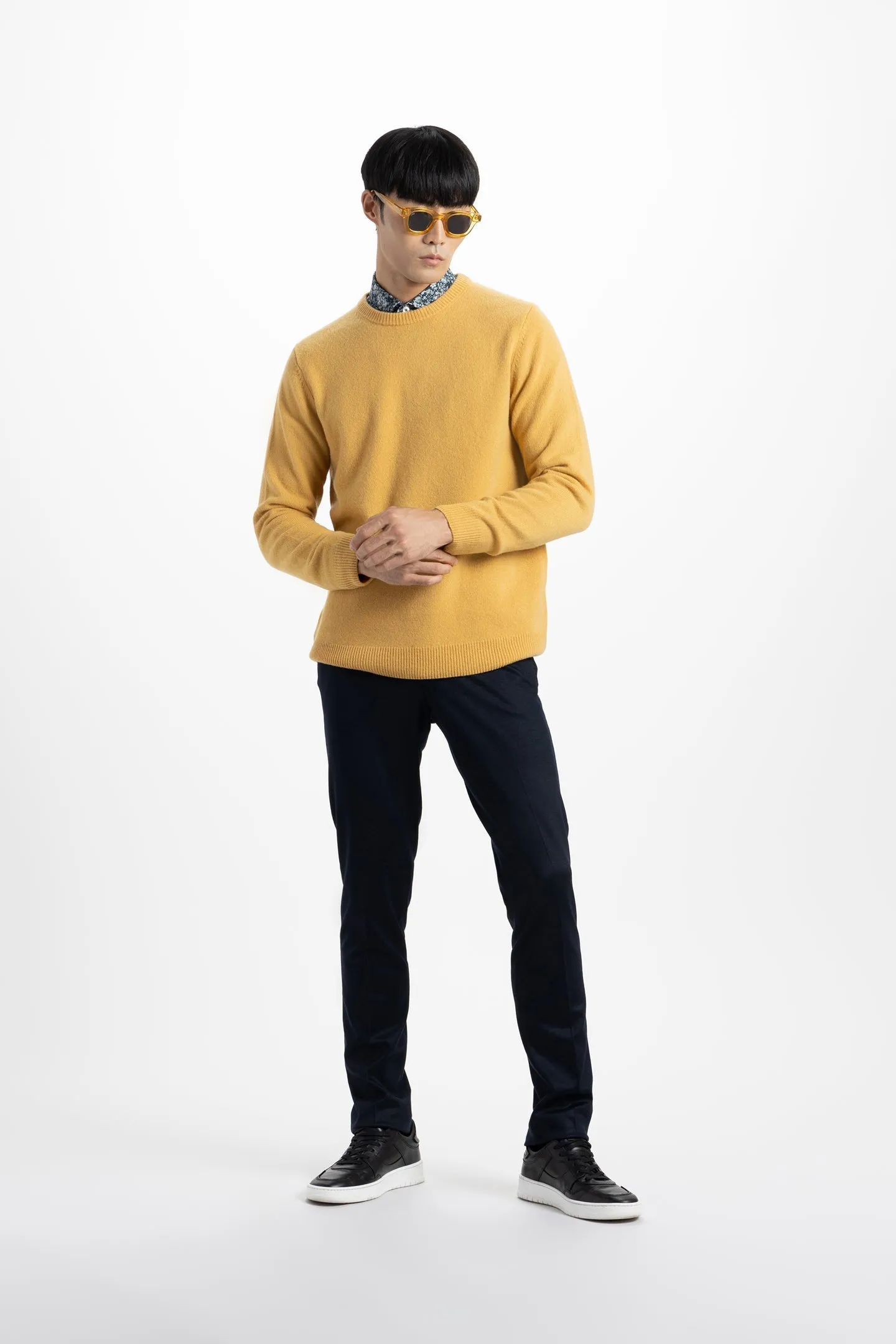 Soft Cloth Crewneck Sweater in Merino Jersey - Gilt Edge Yellow