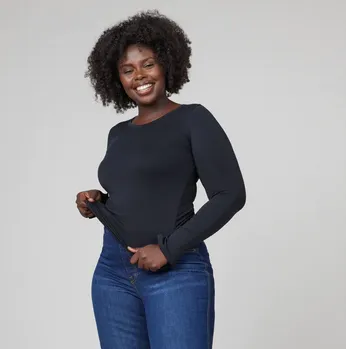 Spanx Long Sleeve Tee Very Black