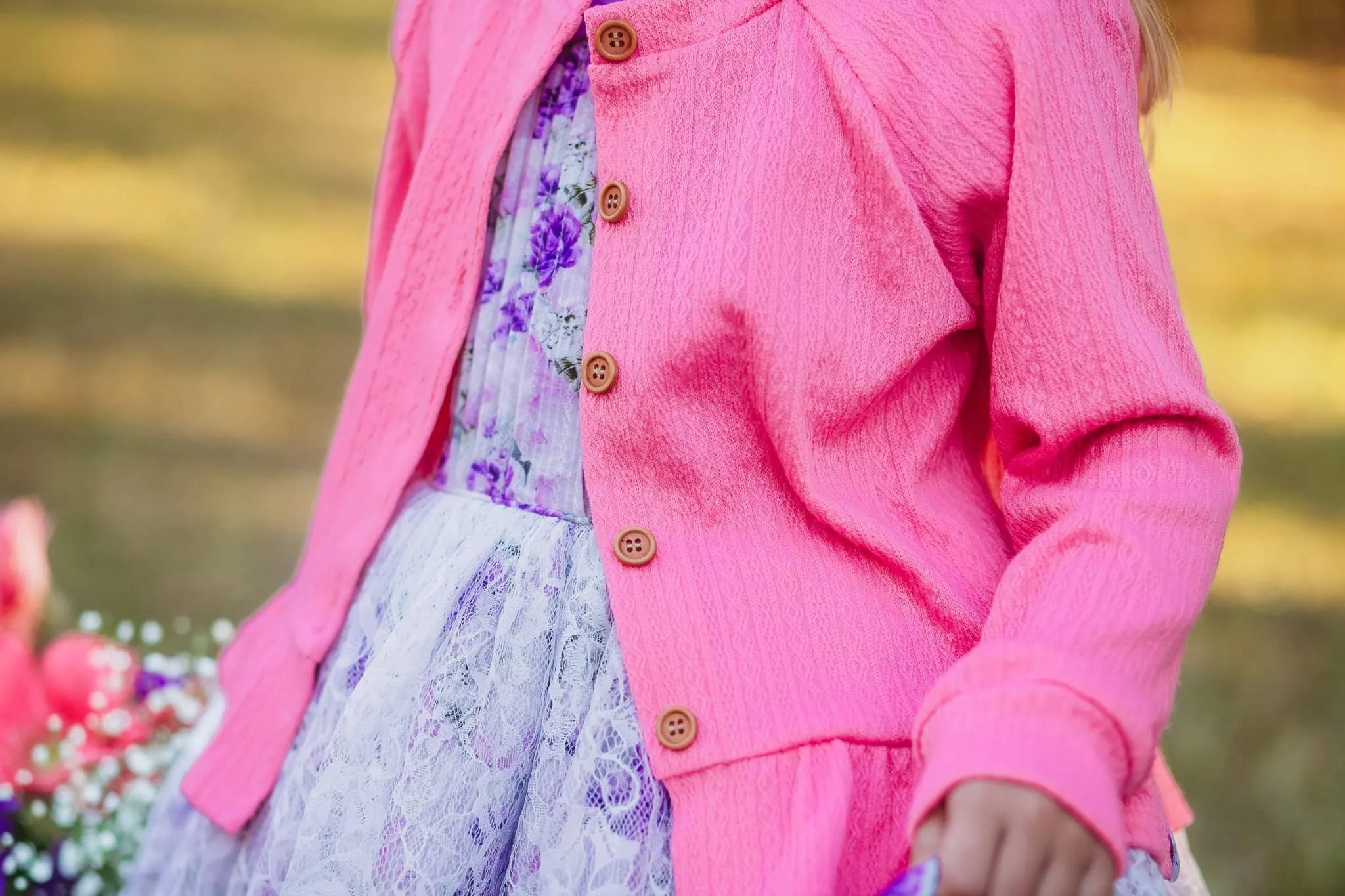 Spring Ruffle Cardigan (white, pink, lavender)
