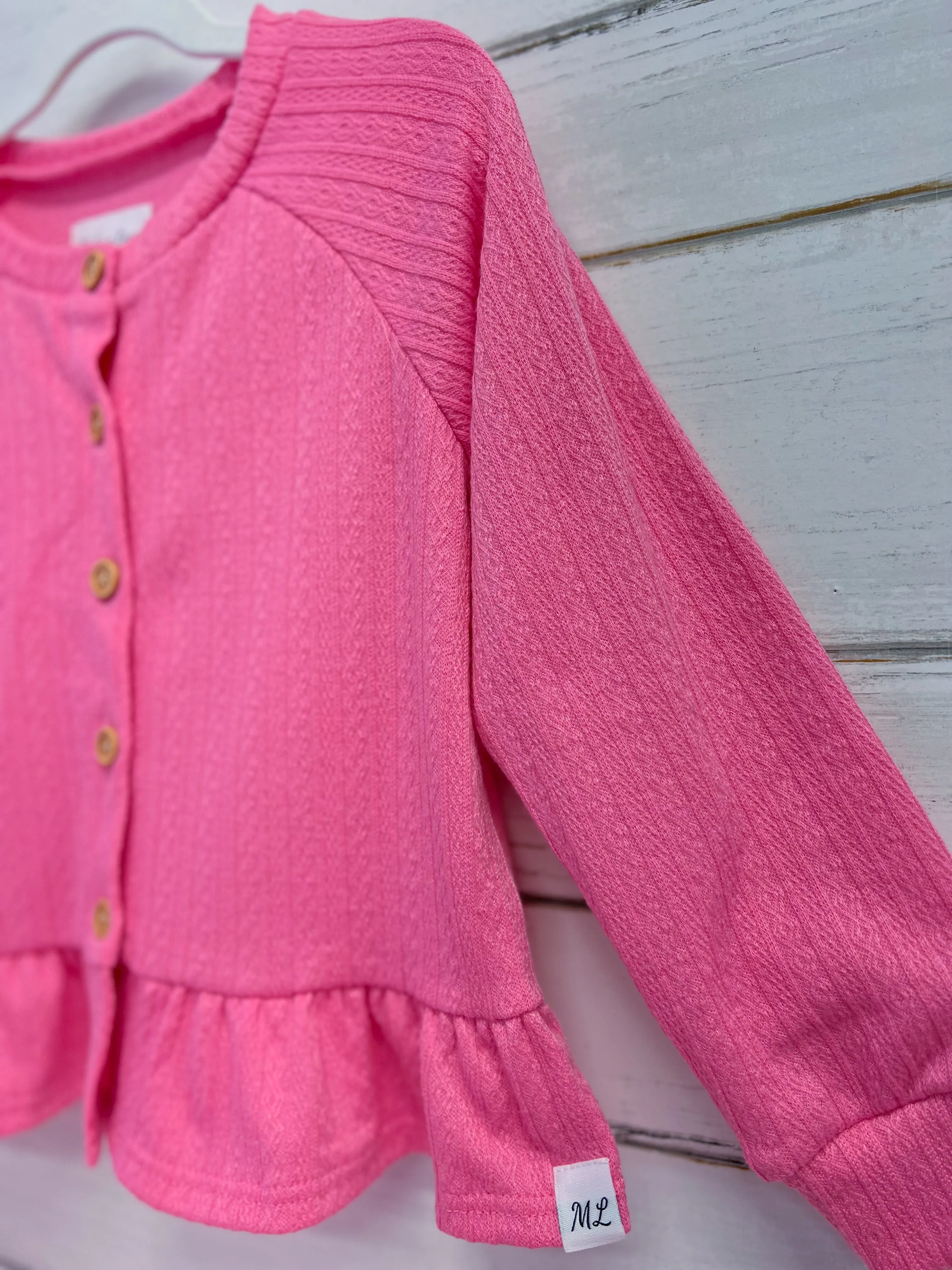 Spring Ruffle Cardigan (white, pink, lavender)