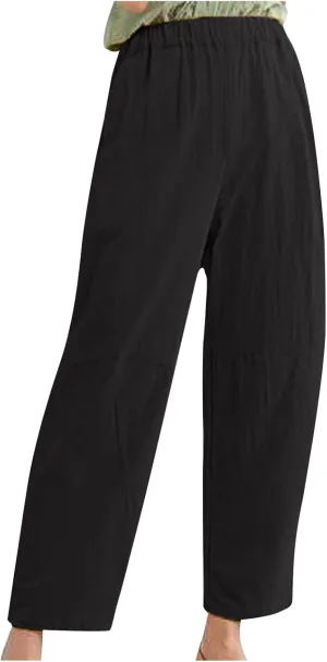 Straight Leg Cotton Linen Pants for Women Versatile Solid Color Relaxed Fit Elastic Waist Trousers Summer Casual