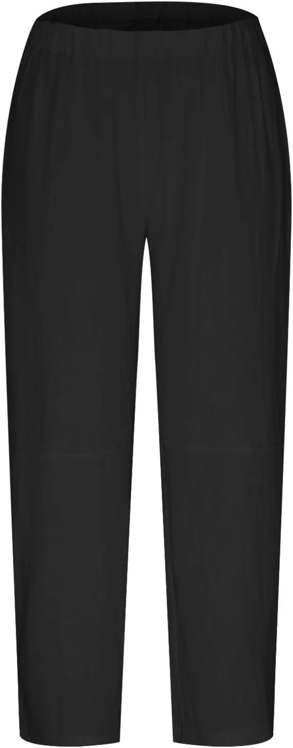 Straight Leg Cotton Linen Pants for Women Versatile Solid Color Relaxed Fit Elastic Waist Trousers Summer Casual