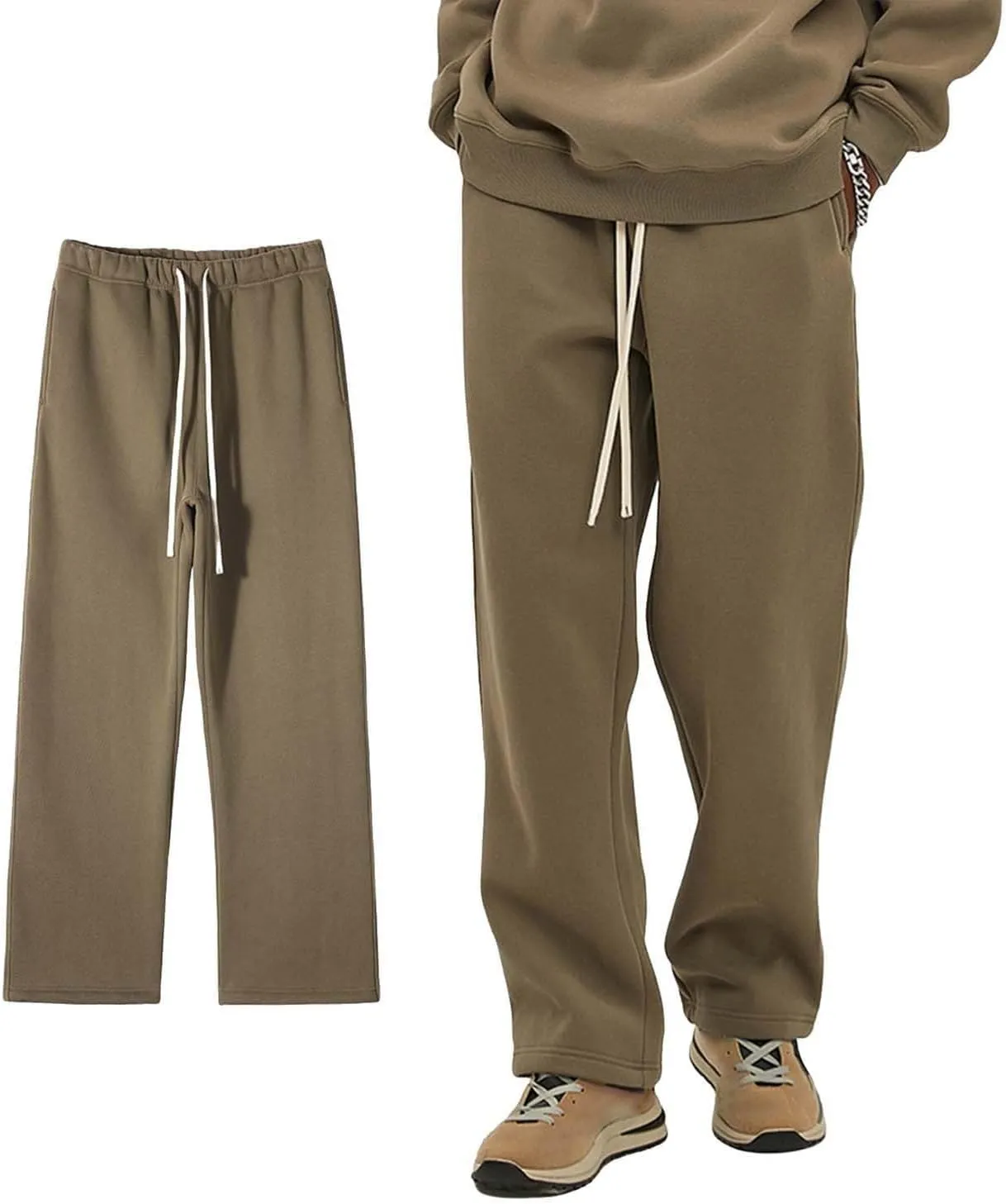Straight Leg Sweatpants Men Plain Athletic Pants Open Bottom Casual Relaxed Fit Fall Trousers Baggy Gym Track Pants