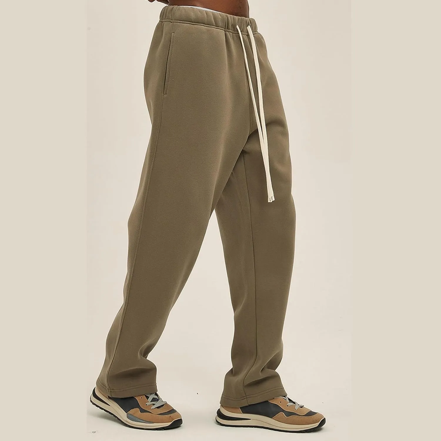 Straight Leg Sweatpants Men Plain Athletic Pants Open Bottom Casual Relaxed Fit Fall Trousers Baggy Gym Track Pants