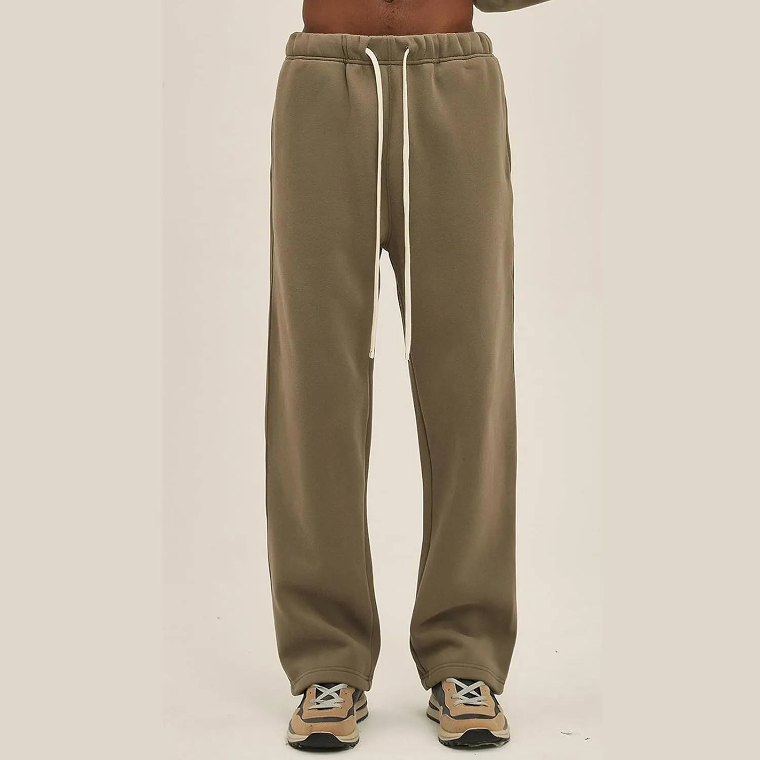 Straight Leg Sweatpants Men Plain Athletic Pants Open Bottom Casual Relaxed Fit Fall Trousers Baggy Gym Track Pants