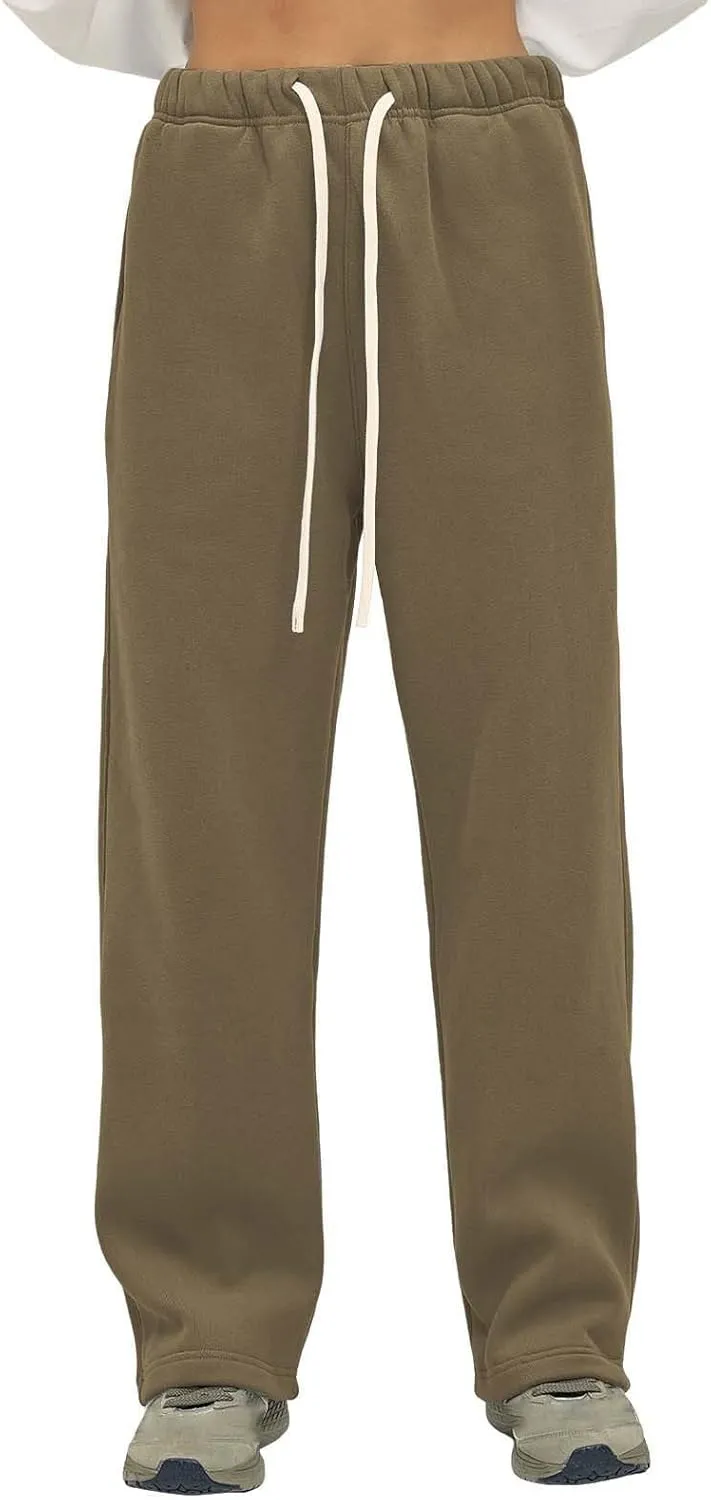 Straight Leg Sweatpants Men Plain Athletic Pants Open Bottom Casual Relaxed Fit Fall Trousers Baggy Gym Track Pants