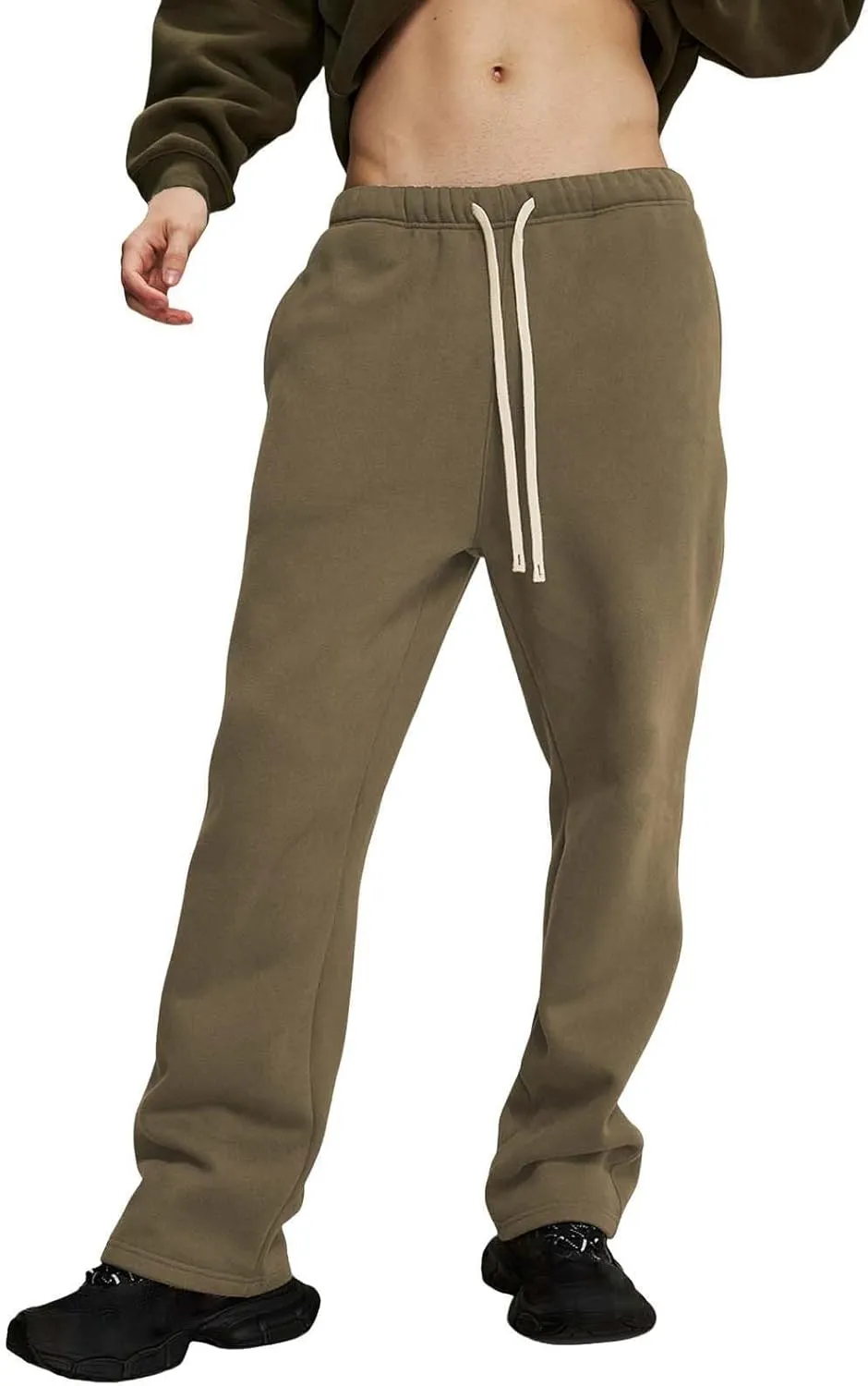 Straight Leg Sweatpants Men Plain Athletic Pants Open Bottom Casual Relaxed Fit Fall Trousers Baggy Gym Track Pants